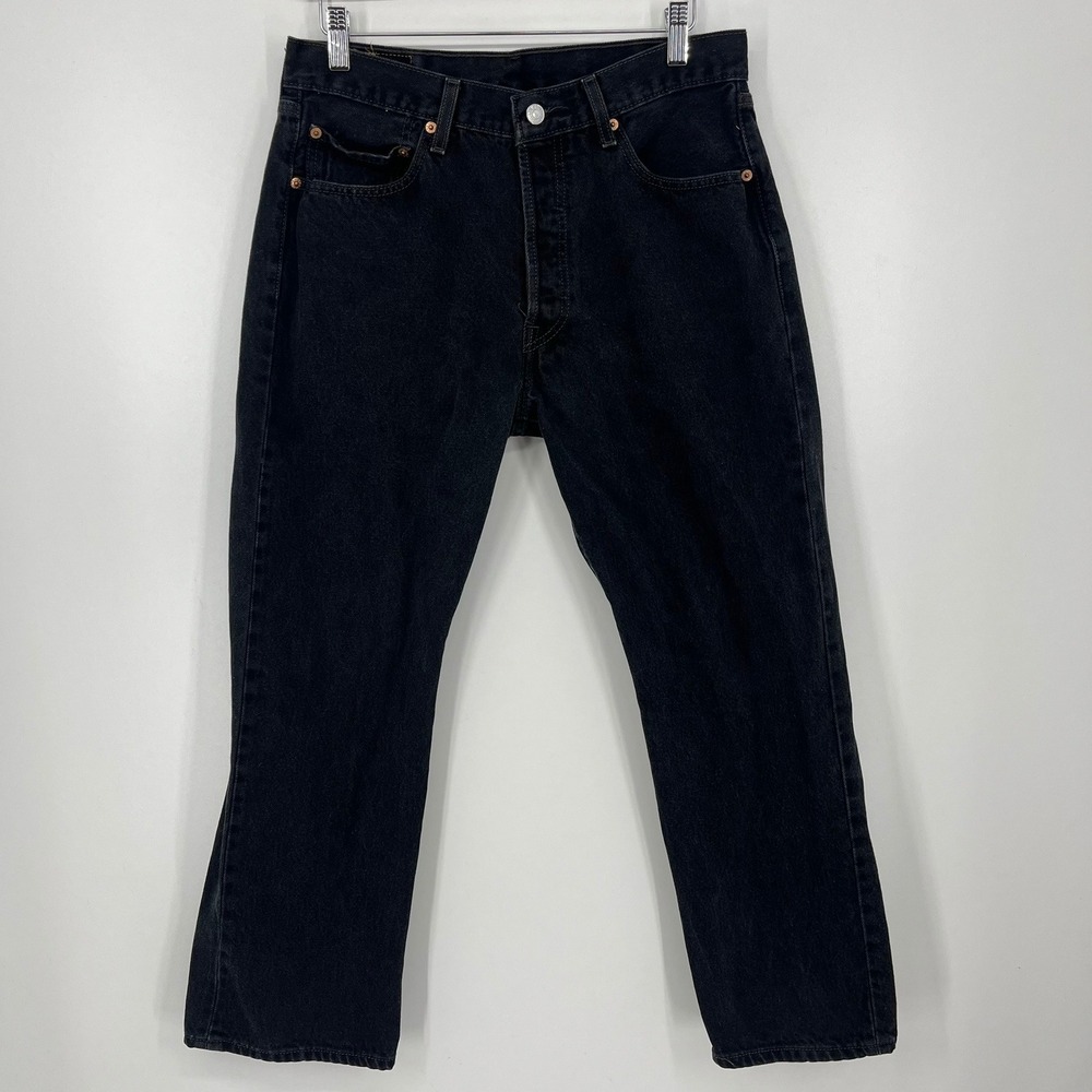 Levis 501 Original Fit Black Denim Straight Leg Jeans 34x29 501-0660 Vtg 90s